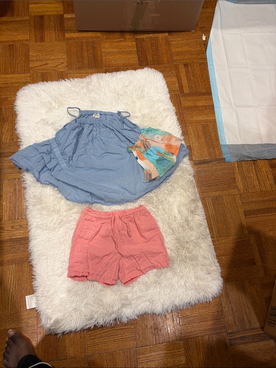 Other - Blue Sundress with Coral Pink Shorts and Multicolor Swim Top